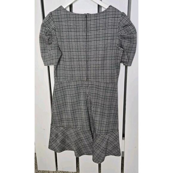 Luxology Plaid Puff Sleeve Drop Waist Houndstooth Preppy School Girl Dress S - Picture 2 of 10